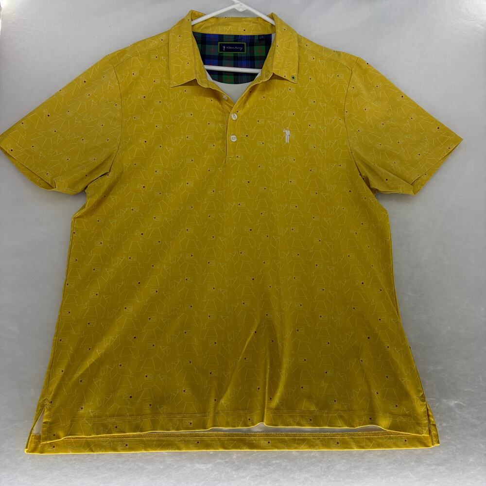 William Murray Men's Yellow Off the Rocks Martini Glass Print Polo Shirt Large